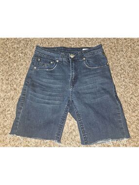 Sexy Couture Embellished Fleur De Lis Denim Shorts Sz 5